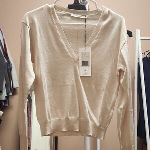 Thakoon Beige V-Neck Women's Sweater Size XS